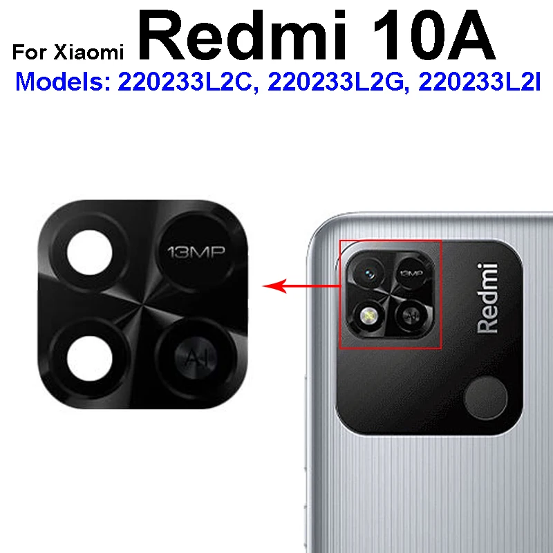 إطار زجاجي لعدسة الكاميرا الخلفية لهاتف Xiaomi Redmi 10 Prime 10 2020 10C 10A 5G غطاء عدسة زجاجية للكاميرا الخلفية مع أجزاء لاصقة #5