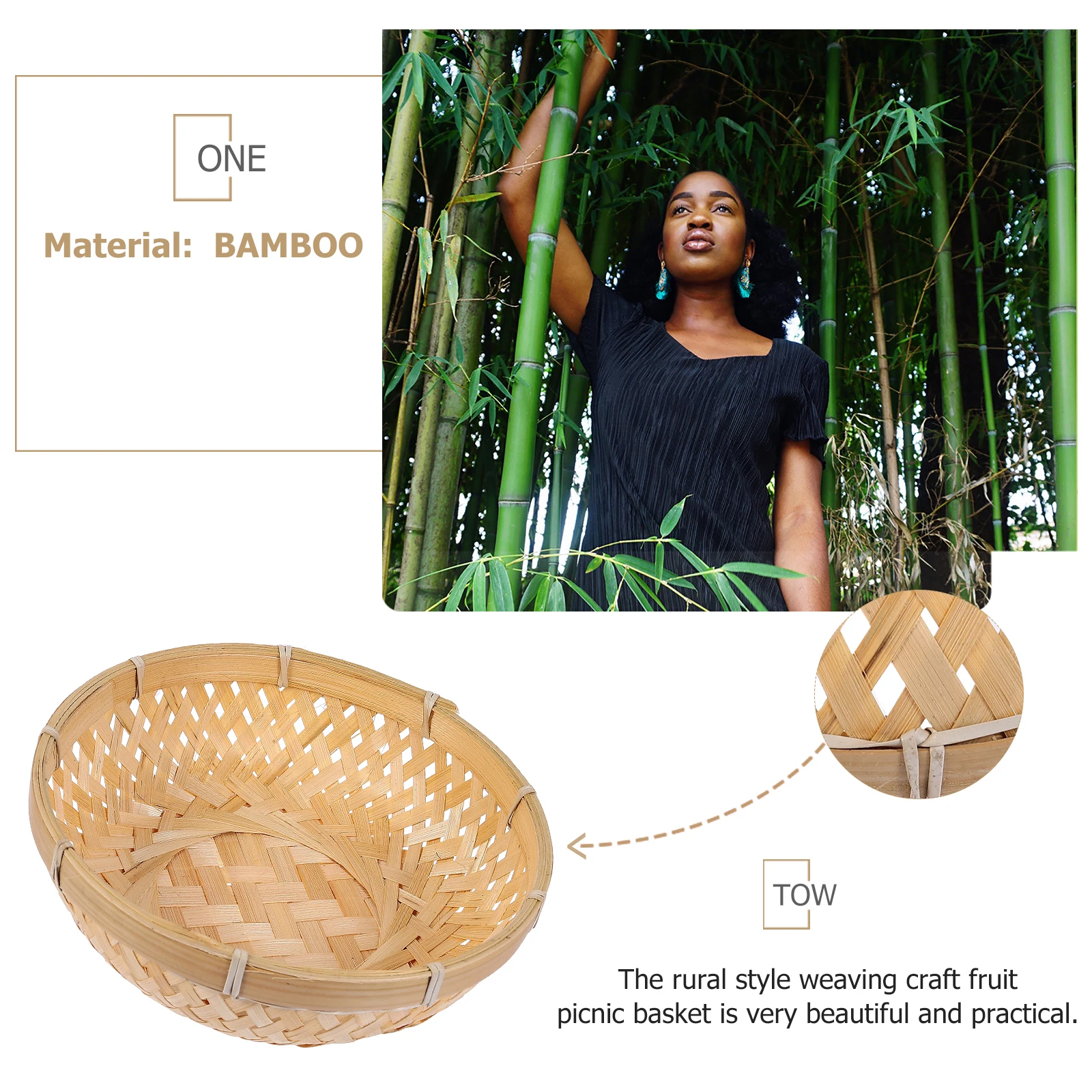 

Bamboo Storage Basket 30X9 Woven Round Kitchen ganizer Eco Friendly Rural Style Fruit Picnic Container Home Decor Bamboo