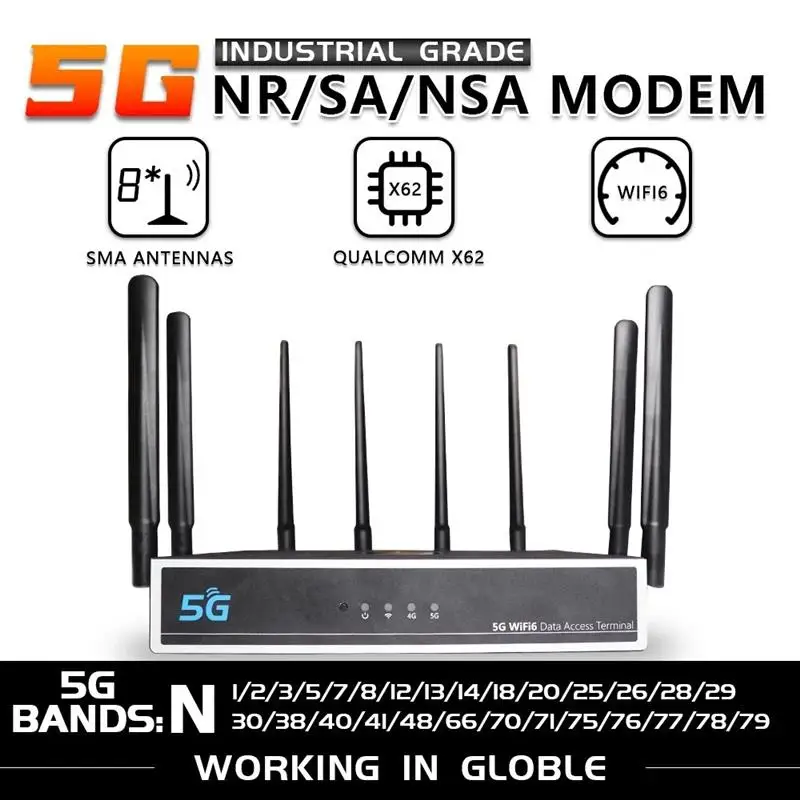 To 5G NR SA NSA Router With SIM Card Modem 1800M WIFI6 LTE Card Repetidor Wifi 5G CPE Wi fi Route Mobile Wifi Router