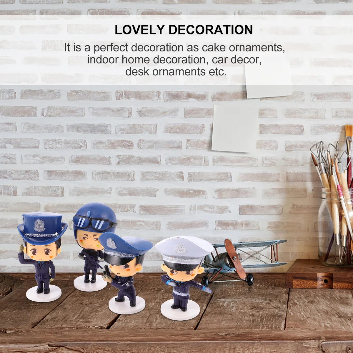 

1 Set Police Figurines Cake Topper Decoration For Party Supplies Dessert Decor Resin Statue Indoor Home Car Desk Ornament Garden