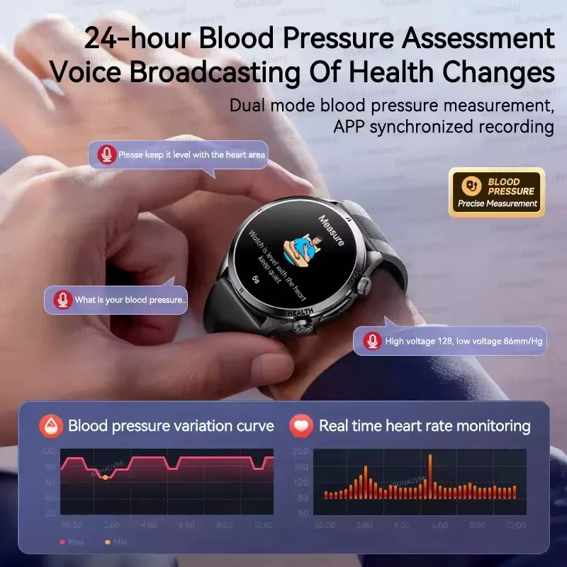 2026 New Health track NFC Air Pump+Air Bag Smartwatch Men Accurate Blood Pressure watch Uric Acid ECG+PPG Waterproof Smart watch