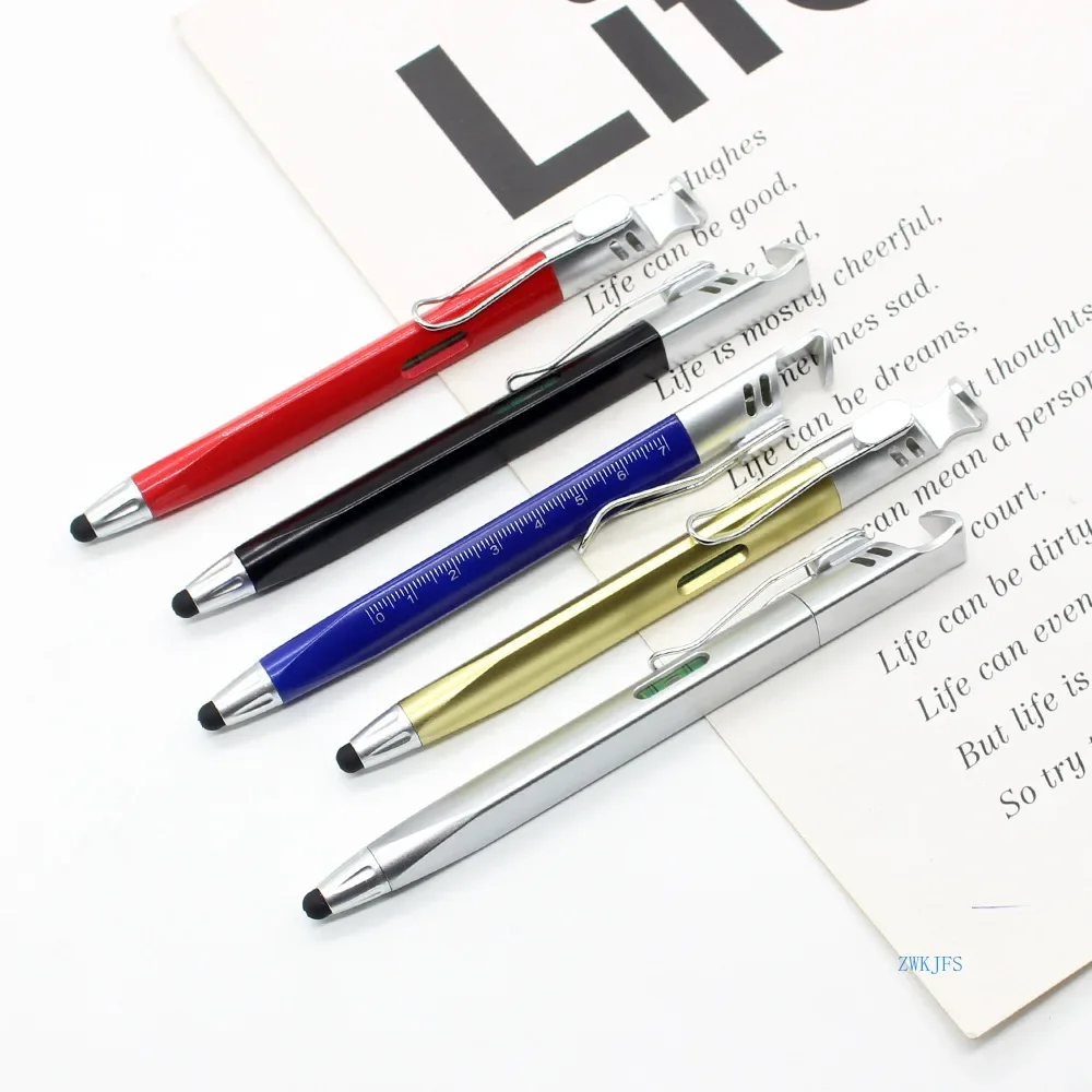 30pcs multi-function touch capacitor touch screen twist oil ball pen mobile phone bracket level triangle ballpoint pen