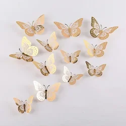 12pcs Cake Decorations 3D Hollow Butterflies Happy Birthday Cake Toppers for Birthday Cakes Dessert Baby Shower Decor Butterfly