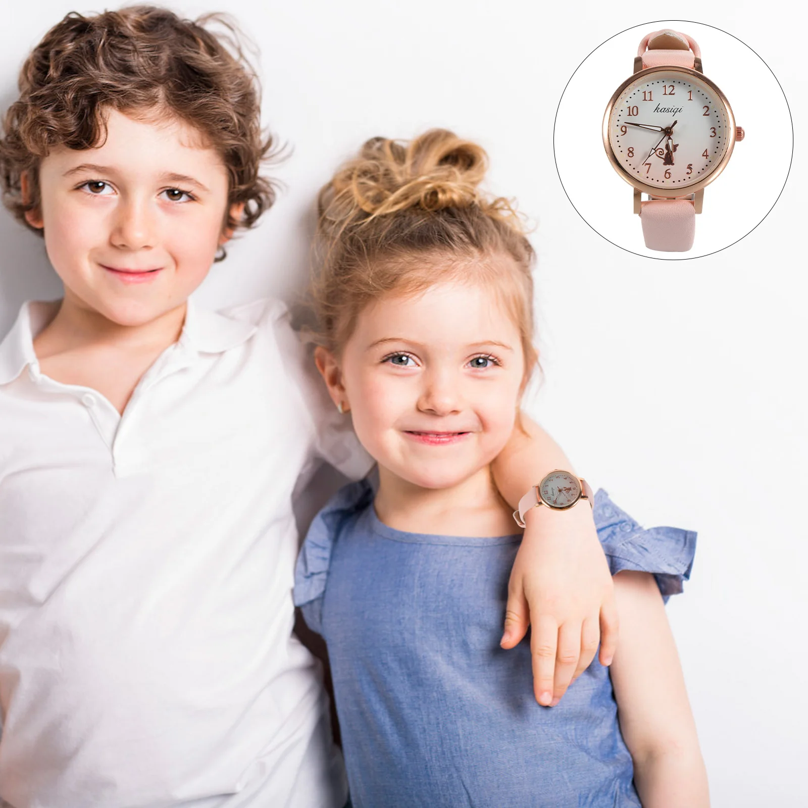 Children Watches Girls Casual Digital Pu for Kids Simple Practical Smooth Texture Comfortable Friendly