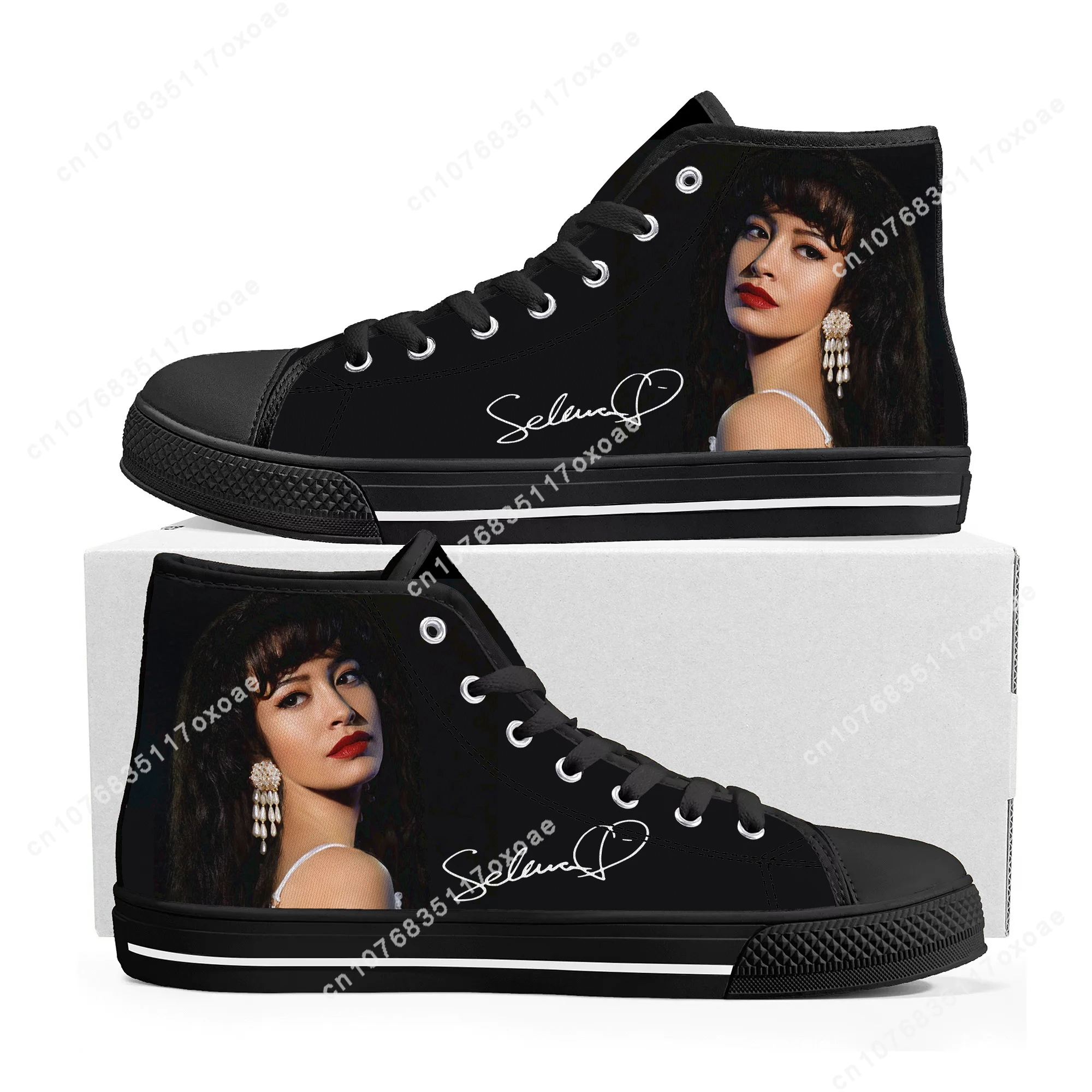 Singer Selena Quintanilla High Top Sneakers uomo donna adolescente Sneaker in tela di alta qualità coppia scarpe Casual personalizza scarpe