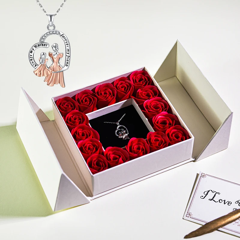 Gifts for Women Jewelry Pendant Necklace /w Soap Eternal Rose Gift Box Mother\'s Day Necklace Jewelry Wedding Anniversary Gifts