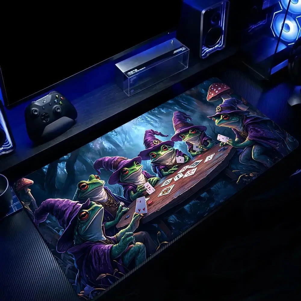 Magic Frog Card Party Mouse Pad Desk Mat Large Computer Office Carpet XXL Mousepad Gamer Gaming PC Accessories Keyboard Rug