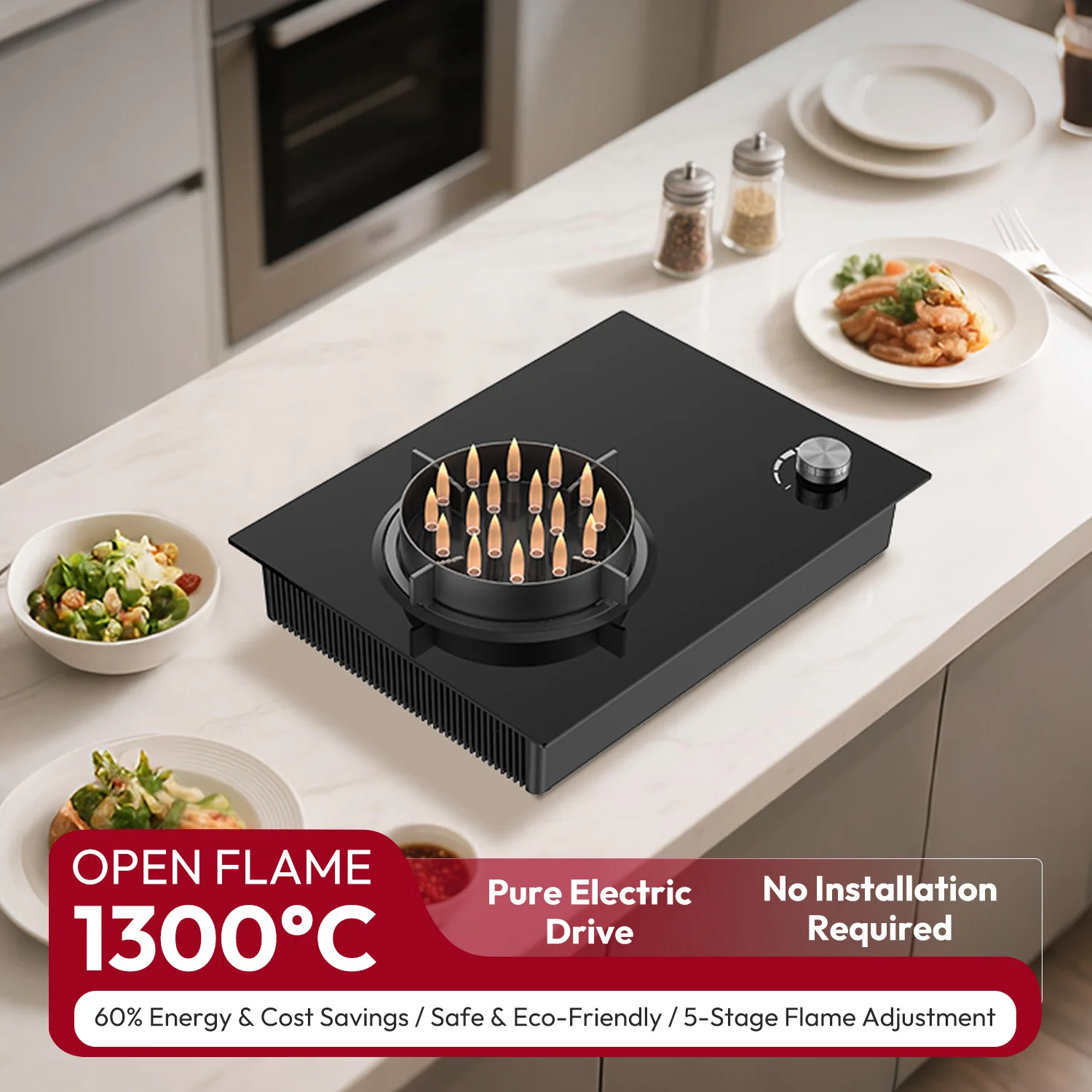High Power 3000W 220V Electric Flame Cooker Single Burner Household Tabletop & Built-in Electric Stove