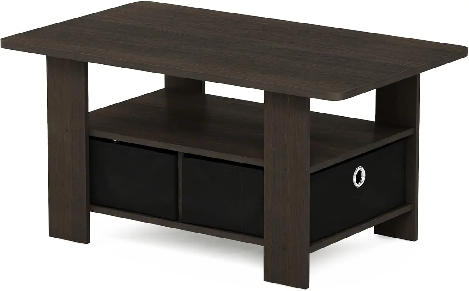 

Coffee Table with Bins, Dark Brown/Black