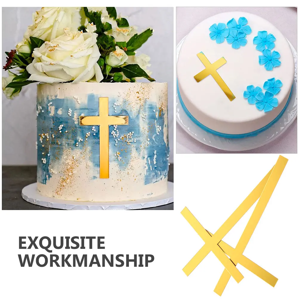 

6 Pcs Cross Decorations 1cm Size Baptism Communion Cake Props Dessert Toppers Birthday Cake Inserts Birthday Props