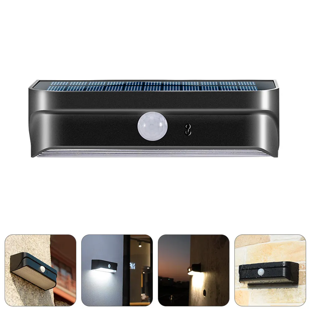 

Solar Yard Lamp Black LED Light Waterproof IP65 Outdoor Wall Sensor Lighting ABS Material Durability Harsh Weather Conditions