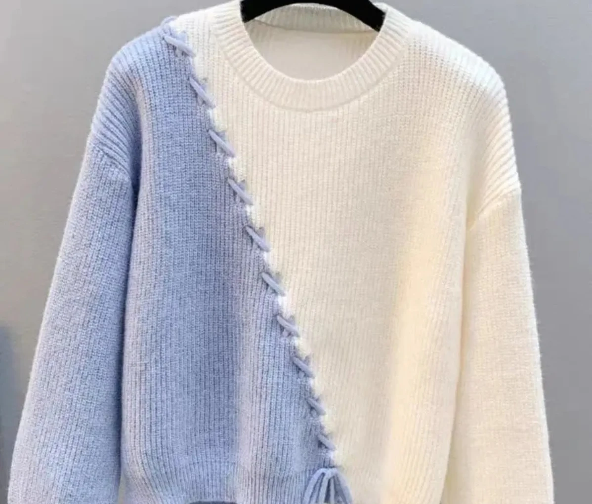 سترة نسائية فضفاضة قصيرة خارجية جديدة تحجب الألوان ورقبة دائرية سترة عصرية بأكمام طويلة #6