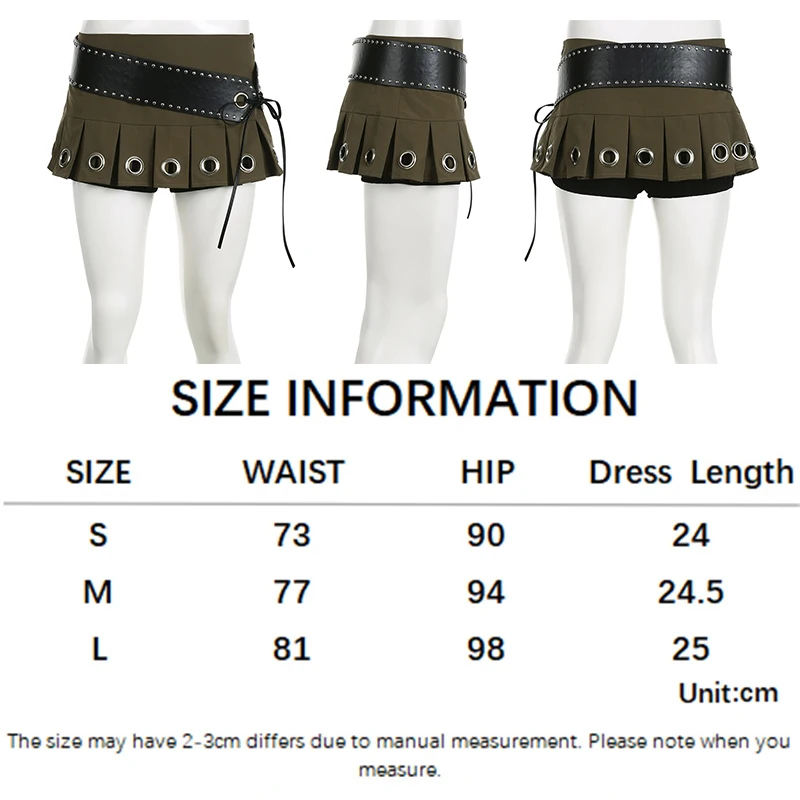 Punk Low Waist Pleated Skirt Hot Sale Sexy Ultra Short Skirt Retro Dress Up Mini Pleated Skirt with Pu Belt 2024 Fashion New