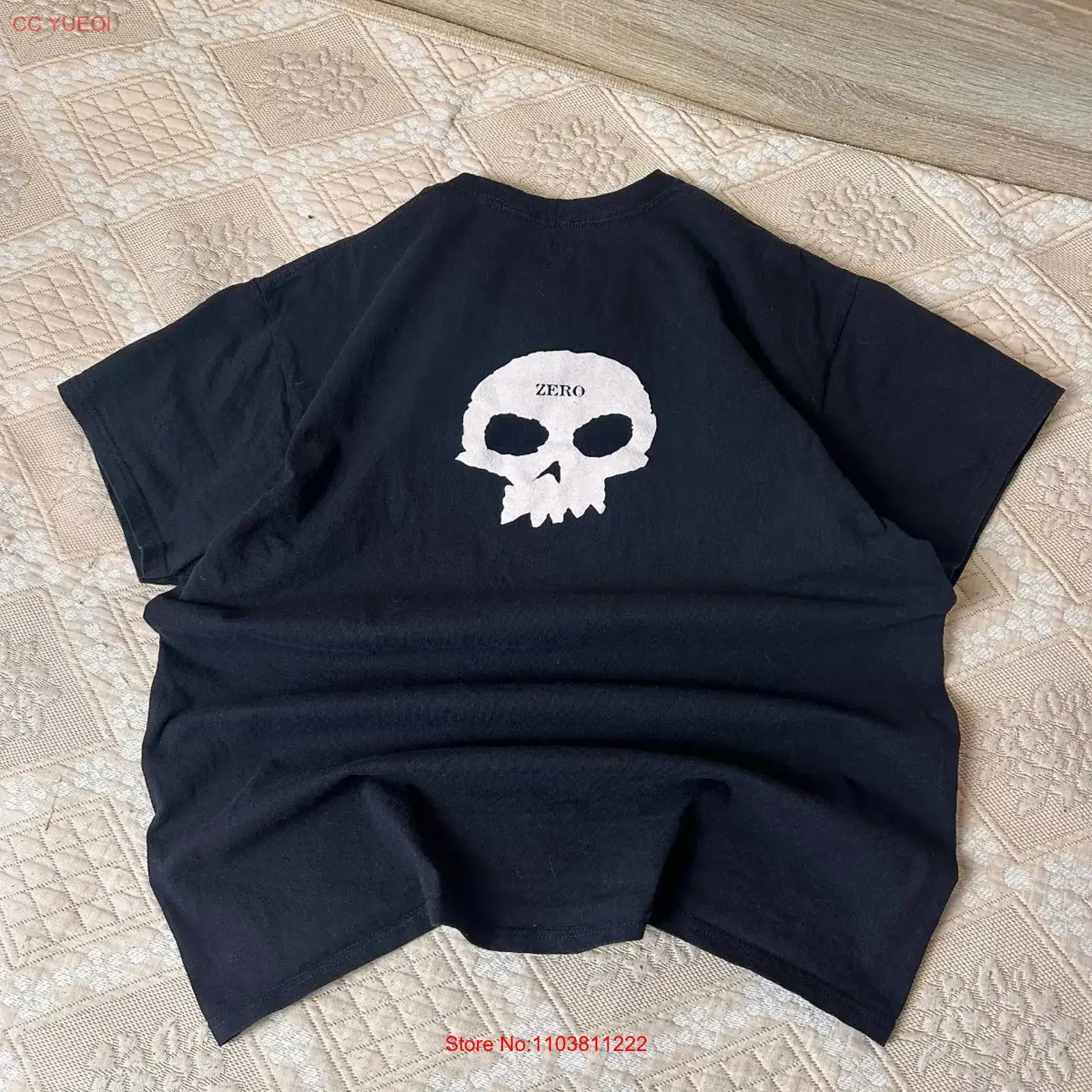 Zero Skateboarding Skull Black Vintage T Shirt Rock Logo Homme Taille L Vintage Lavé Pour un usage quotidien Unisexe
