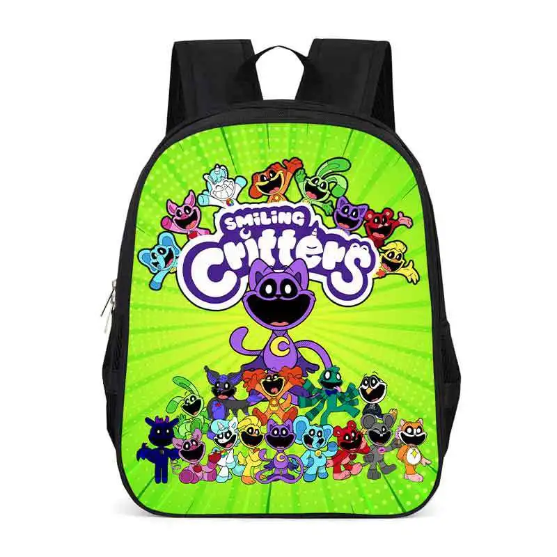 Smiling Critters Book Bags Backpacks Lightening Zipper Pupil Large Capacity School Bags for Boys Girls Gift