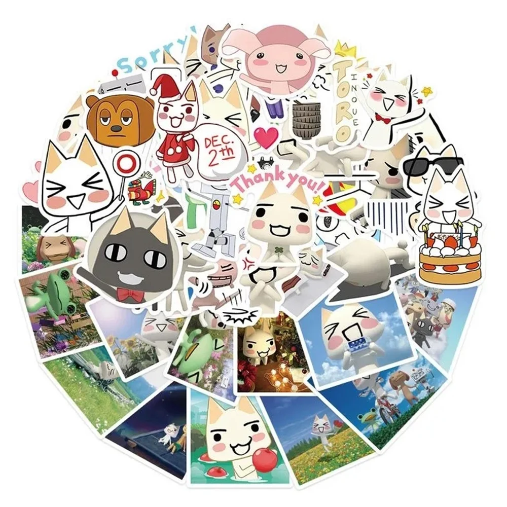 10/30/50pcs Cartoon Toro Inoue Cat Stickers Aesthetic Kawaii Cartoon Decal Waterproof DIY laptop Car Stationery Kids Sticker Toy