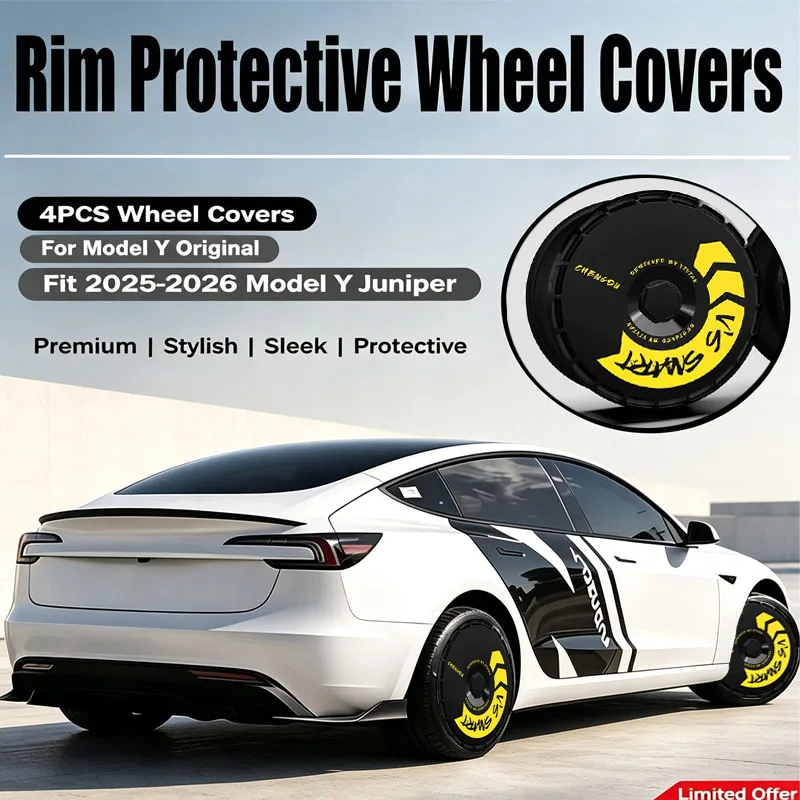 4PCS Full‑Rim Wheel Cover Protectors Anti‑Scratch Rim Guards For Tesla Model Y & Model Y Juniper Full Wrap Hub Caps Accessories