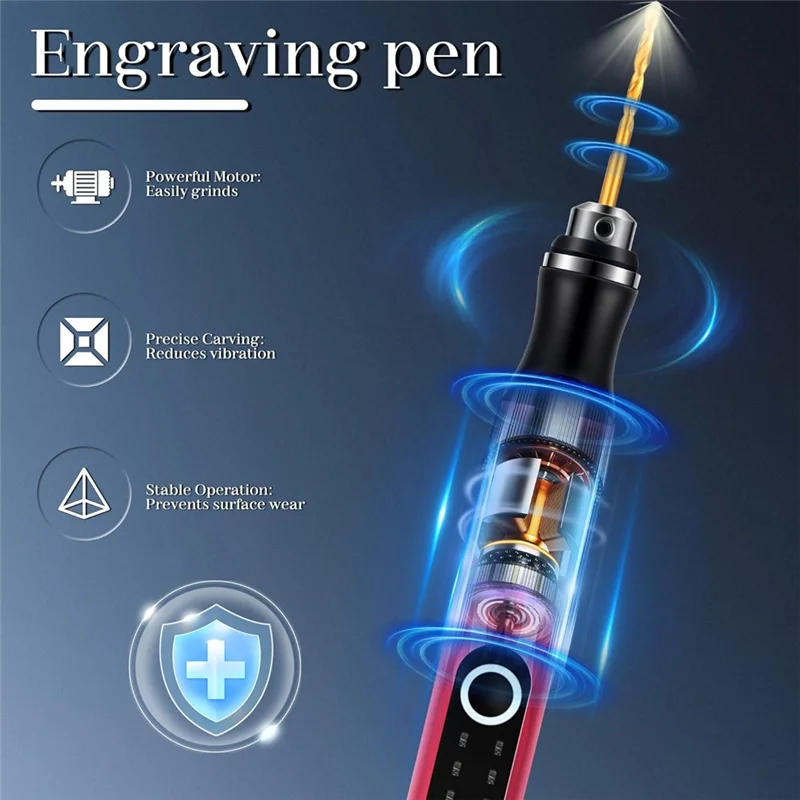 A84X-ปากกาแกะสลักไฟฟ้า การตั้งค่าความเร็ว 3 ระดับ การป้องกันการโอเวอร์โหลดสำหรับไม้ โลหะ แก้ว สำหรับผู้เริ่มต้น