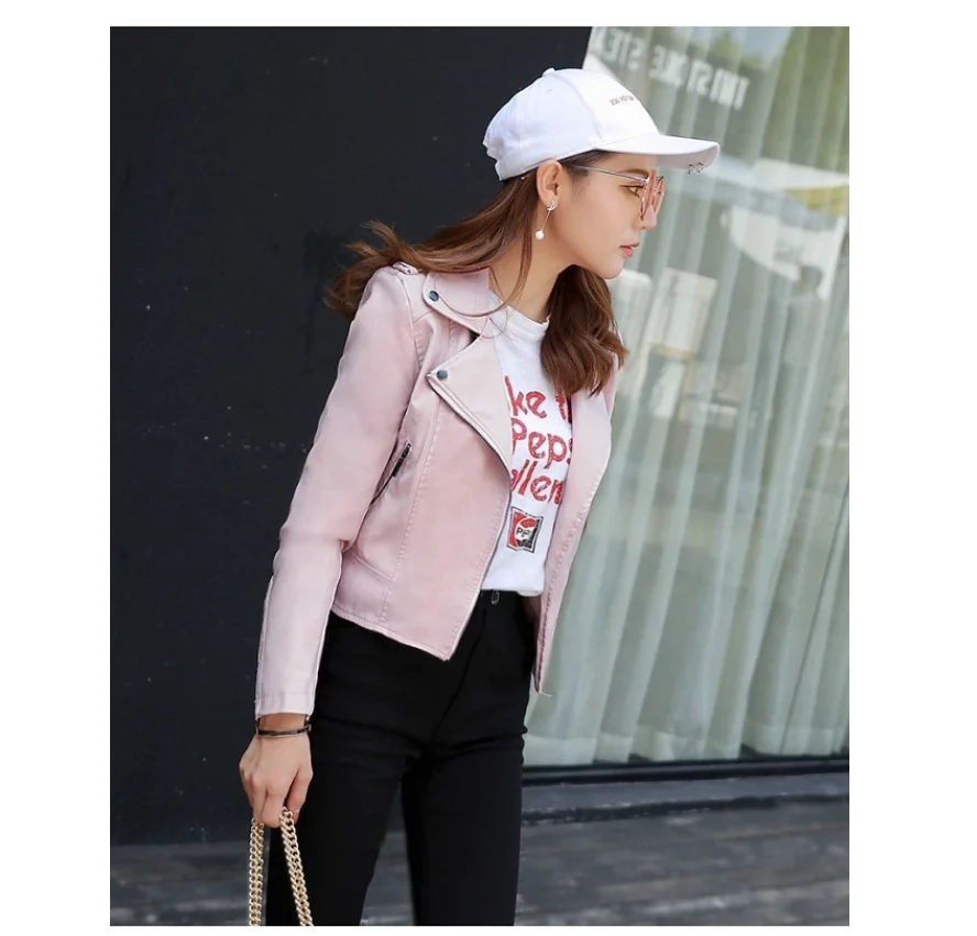 Brand PU leather motorcycle jacket for women winter and autumn new fashion jacket zipper jacket new 2019 warm coat