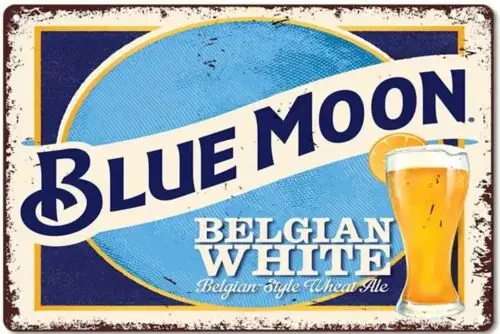 Blue Moon Belgian White Beer Vintage Novelty Metal Sign 12