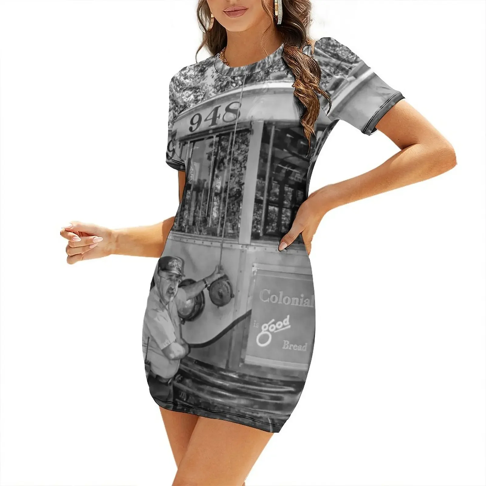 

Managing Trolley Car 948 Short-Sleeved Dress women's dresses luxury dresses for womens summer dresses for women 2026