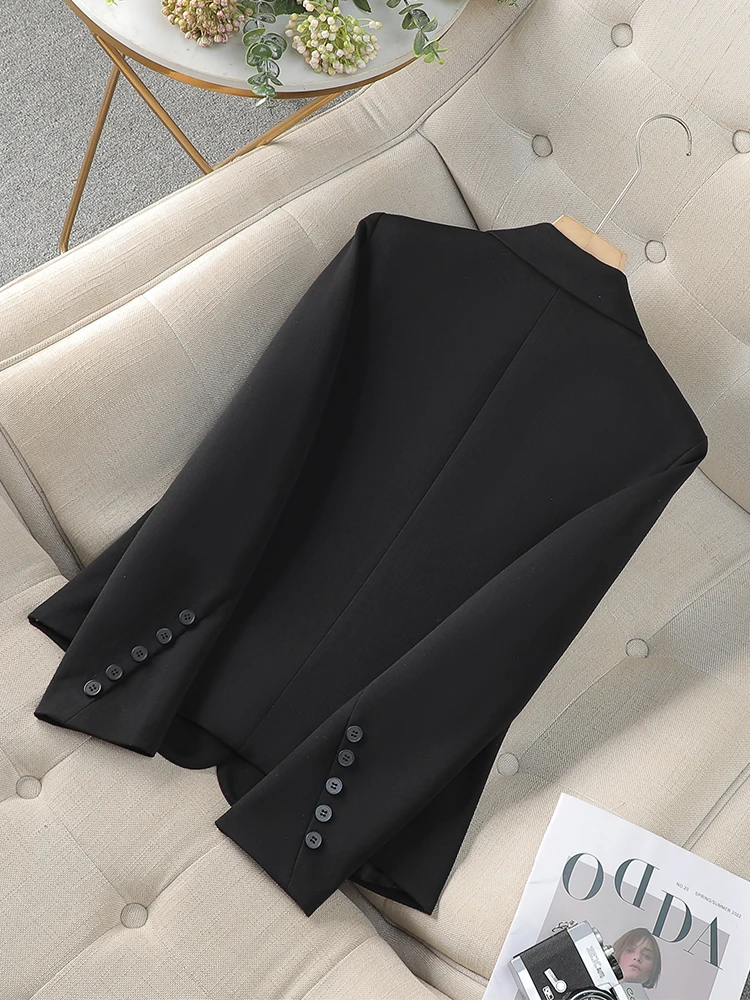 Aprikose Schwarz Casual Weibliche Blazer Frauen Mode Volle Hülse Damen Jacke