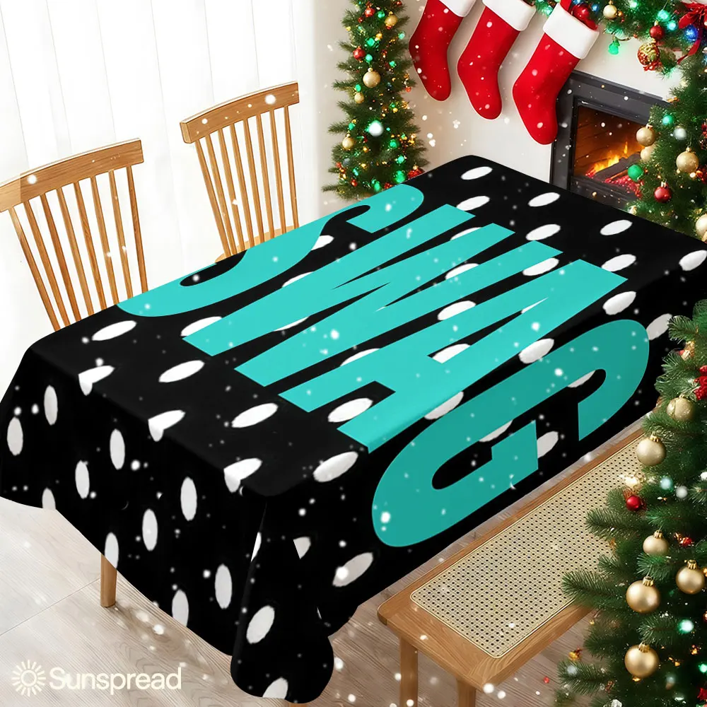 Teal Polka Dot SWAG Waterproof table cloth, splash-proof tablecloth, for party, Halloween, Christmas, dining, camping