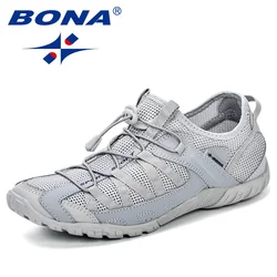 BONA-zapatillas de correr para hombre, zapatos atléticos con cordones, de malla, cómodos, para caminar al aire libre, estilo Popular, novedad de 2023