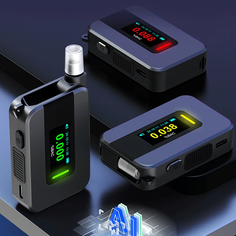 Electrochemical Alcohol Tester USB Rechargeable Non-Contacting Electronic Breathalyzer Portable Alcohol Meter for Personal Use