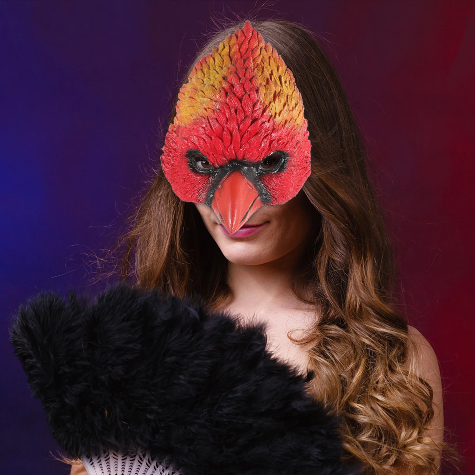 

1 pc Animal Head Red Lifelike Chick Design Comfortable Breathable Eco-Friendly Face Mask For Party Carnival Halloween Costume
