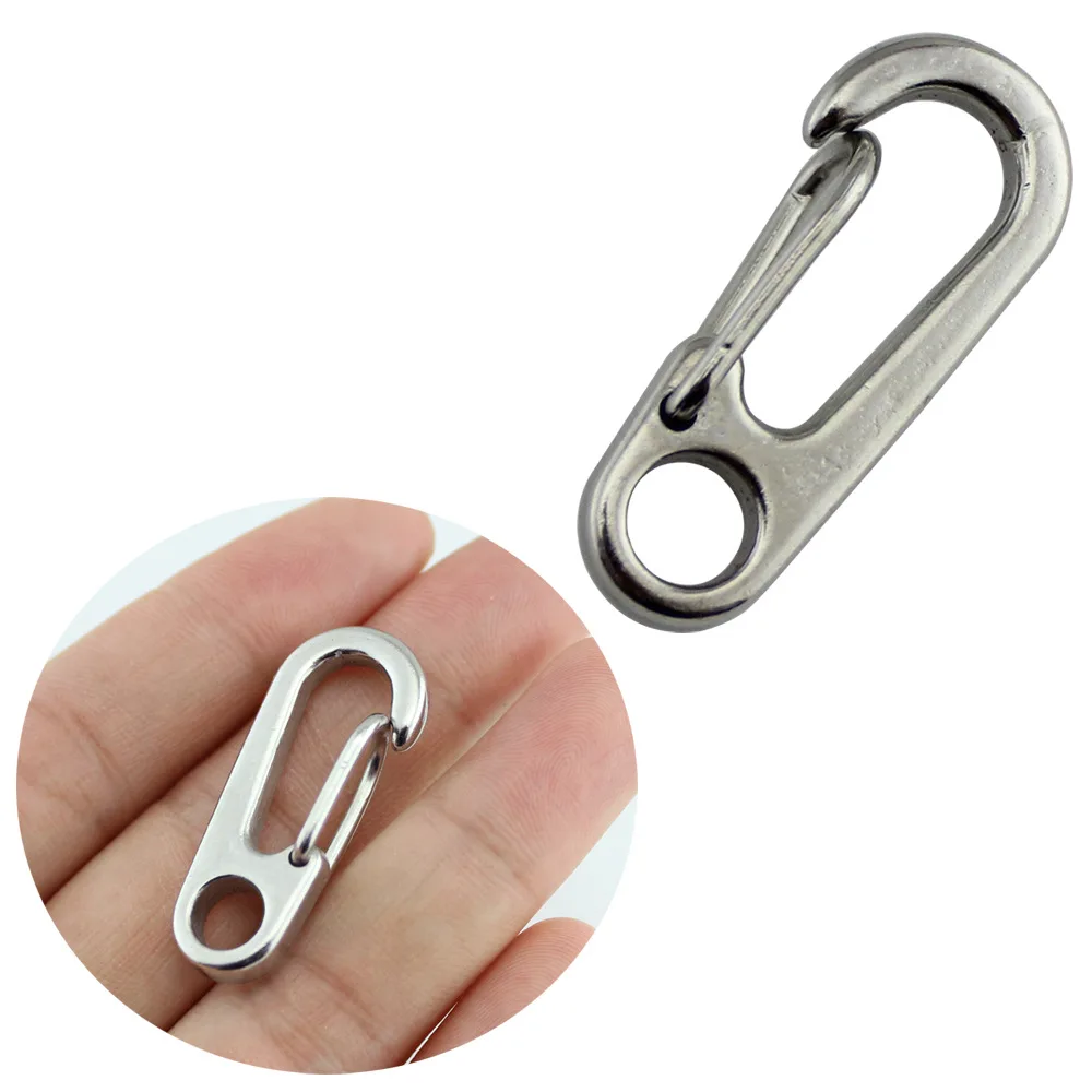 1Pcs Stainless Steel Carabiner Clip Spring-Snap Hook, Mini Quick Release Hook for Outdoor Key Chain Camping Fishing Traveling
