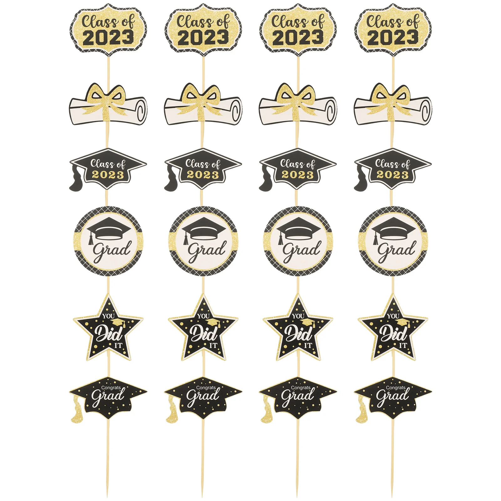 

24Pcs Graduation Cupcake Toppers Picks 2023 Party Decor Cake Accessories Supplies Graduation Cake Decorations Dessert Topper