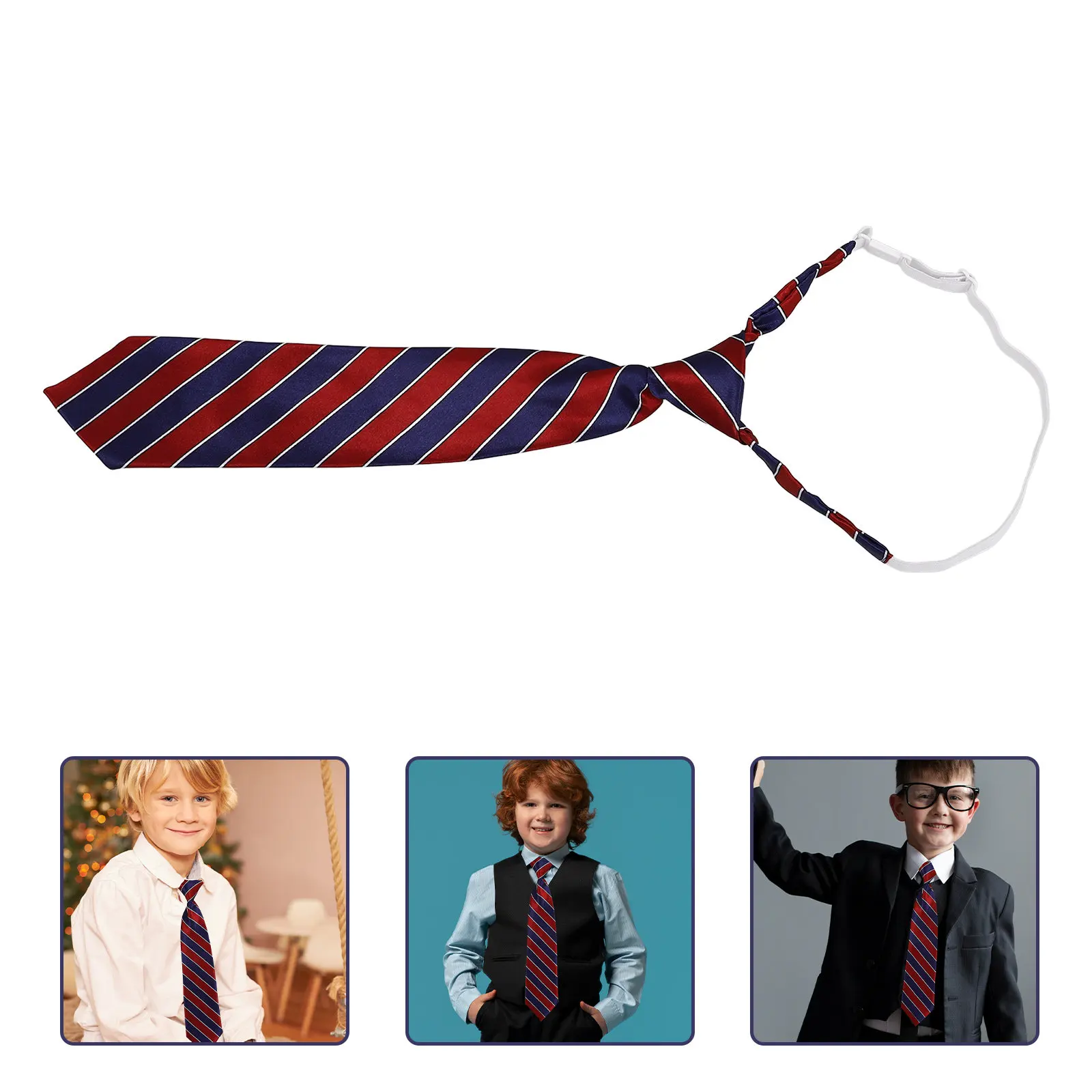 

32cm Adjustable Necktie Tie Accessories Boys Girls Uniforms Costume Decor Striped Red Neck Strap White