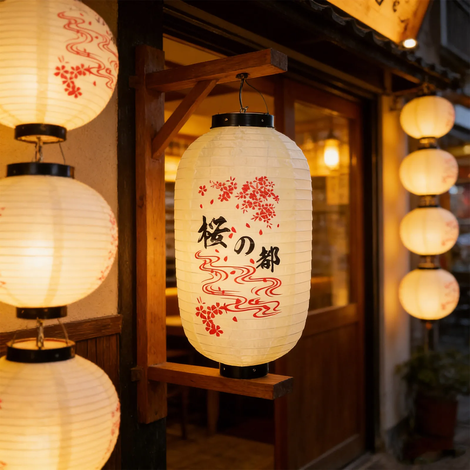 2-個の日本のランタン装飾冬瓜型-18-インチ吊り下げ布ランプシェード庭パティオ玄関用アジアンファブリックランタン