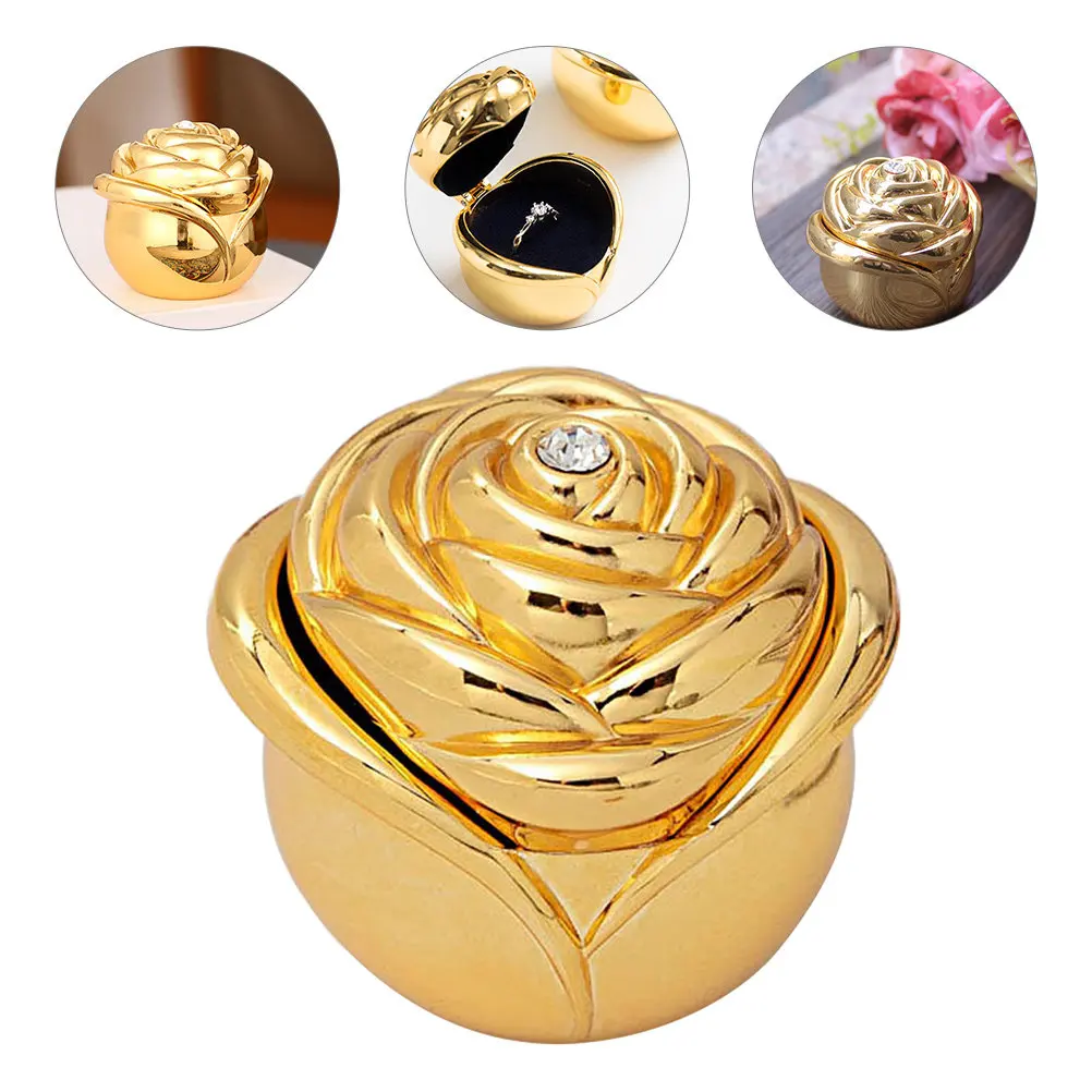 

Rose Bud Ring Box Elegant Jewelry Display Case for Wedding Engagement Rings Gift Packaging Holder Small Floral Decorative