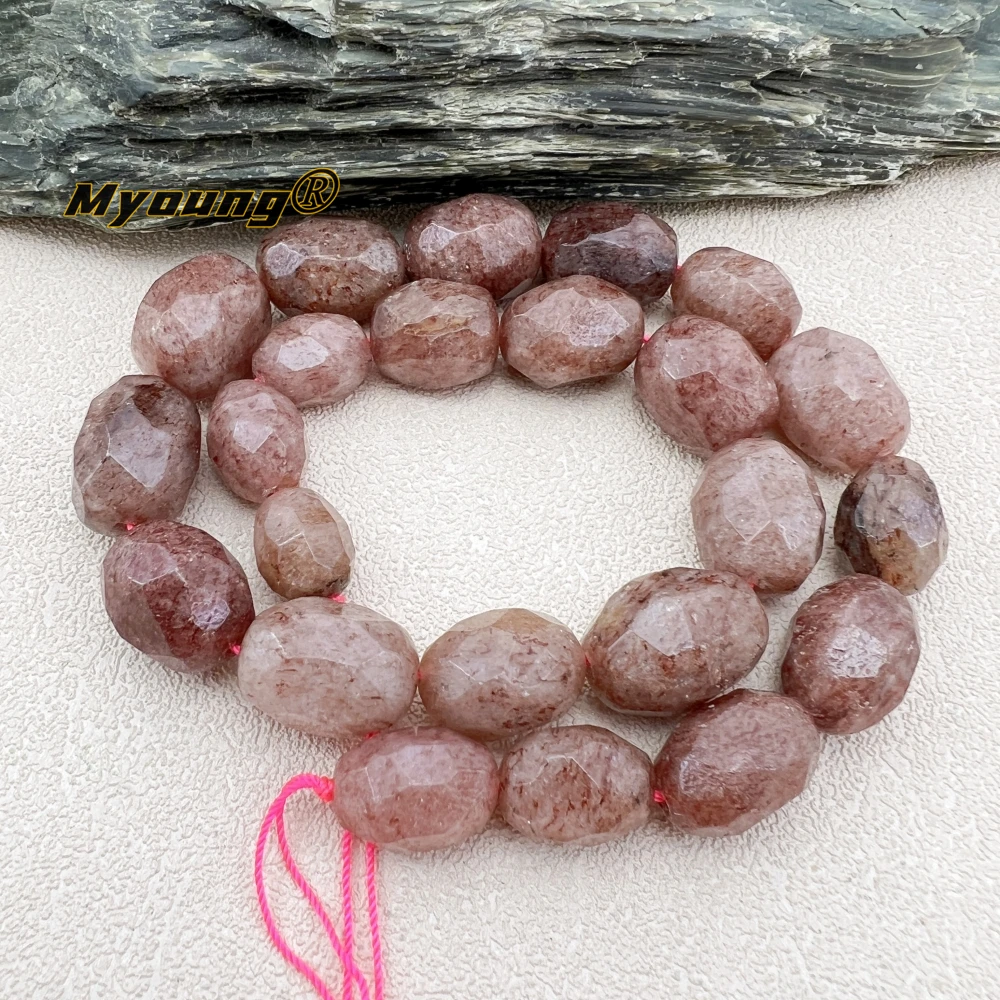 Graduated Large Natural Red Strawberry Quartz Cutting Nugget Beads For DIY Jewelry Making MY231246