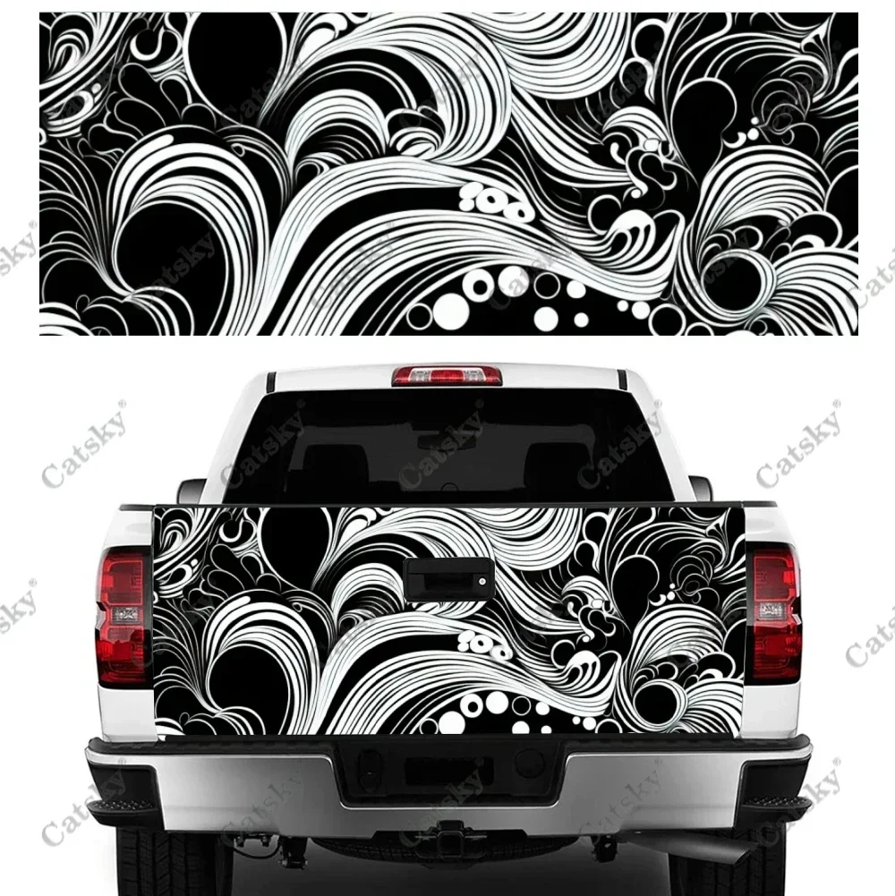 Curves Swirl Tattoo Design Car Truck Tailgate Wrap Professional Grade Material Universal Fit for Full Size Trucks Weatherproof