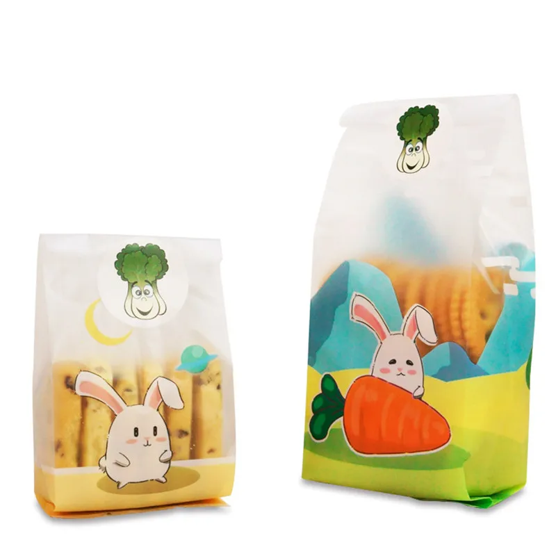 

50Pcs Cartoon Rabbit Cookies Biscuit Sugar Food Grade Plastic Candy Dessert Birthday Party Gift Packaging Bags