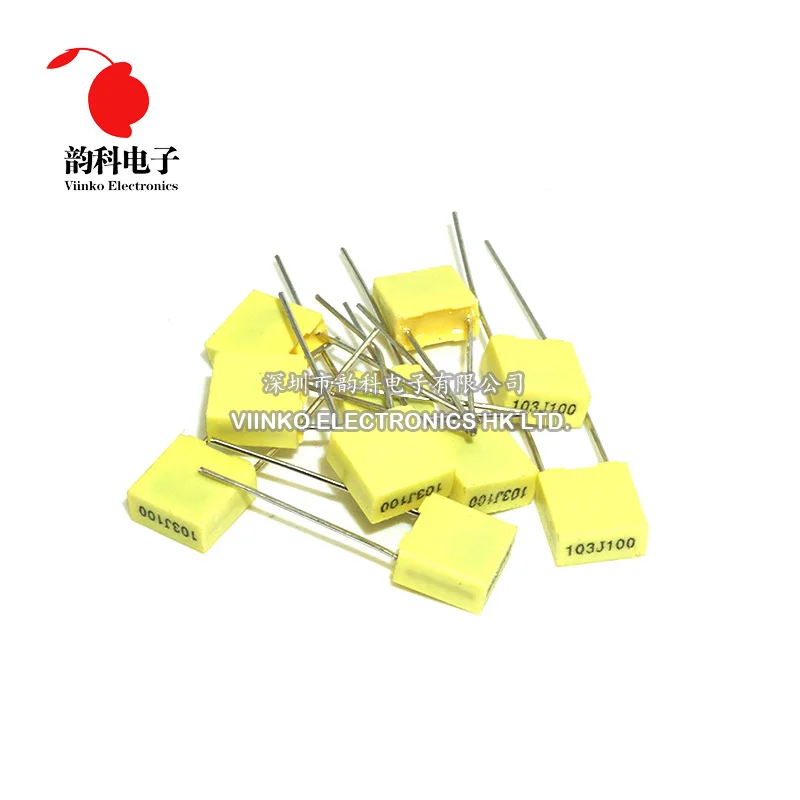 100 Uds película plástica de seguridad de polipropileno 100V 1nF ~ 470nF 100nf 220nf 10nf 47nf 22nf 1nf 0,47 uf 0,1 uf condensador de corrección