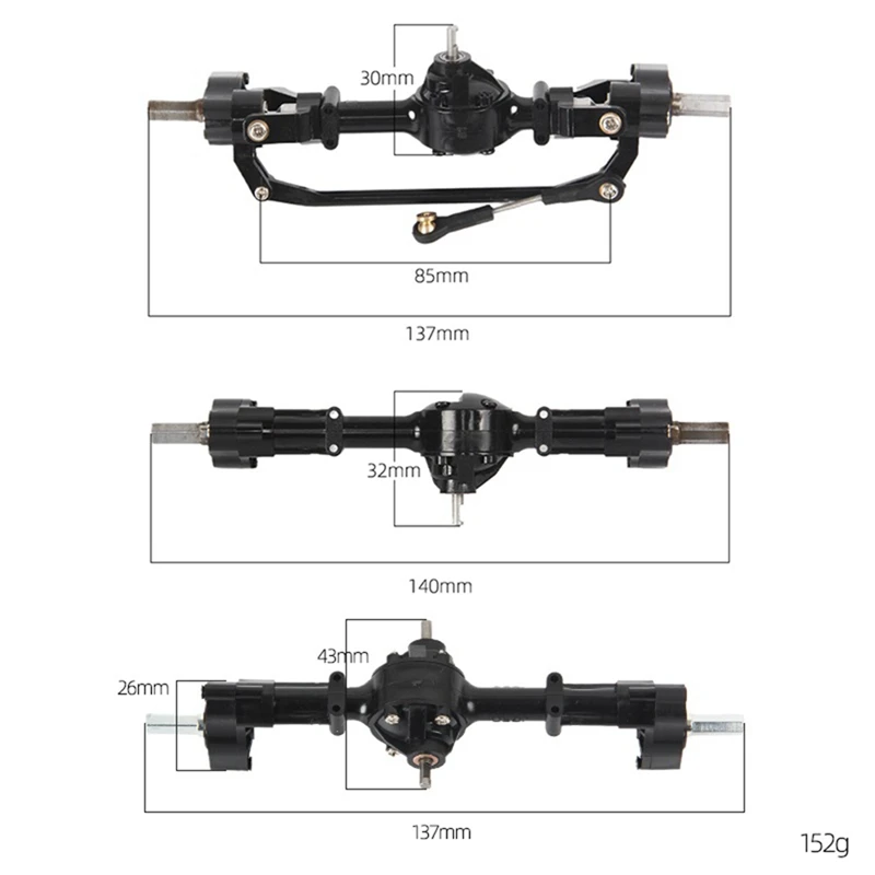 3 pezzi anteriore centrale portale posteriore set per WPL B16 B36 6X6 6WD 1/16 RC auto aggiornamento pezzi di ricambio di ricambio