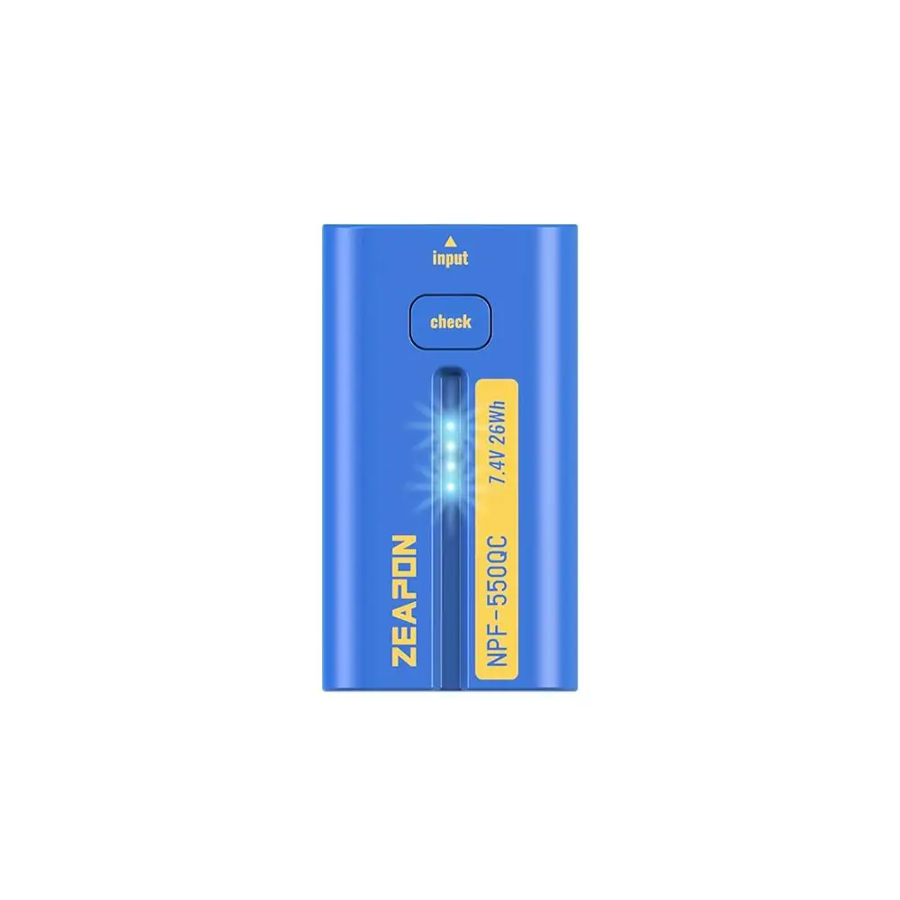 ZEAPON NPF-550QC 3500mAh Li-Ion Type-C Fast Charge High Capacity Power for Slide/Monitor/Fill Light Camera Battery