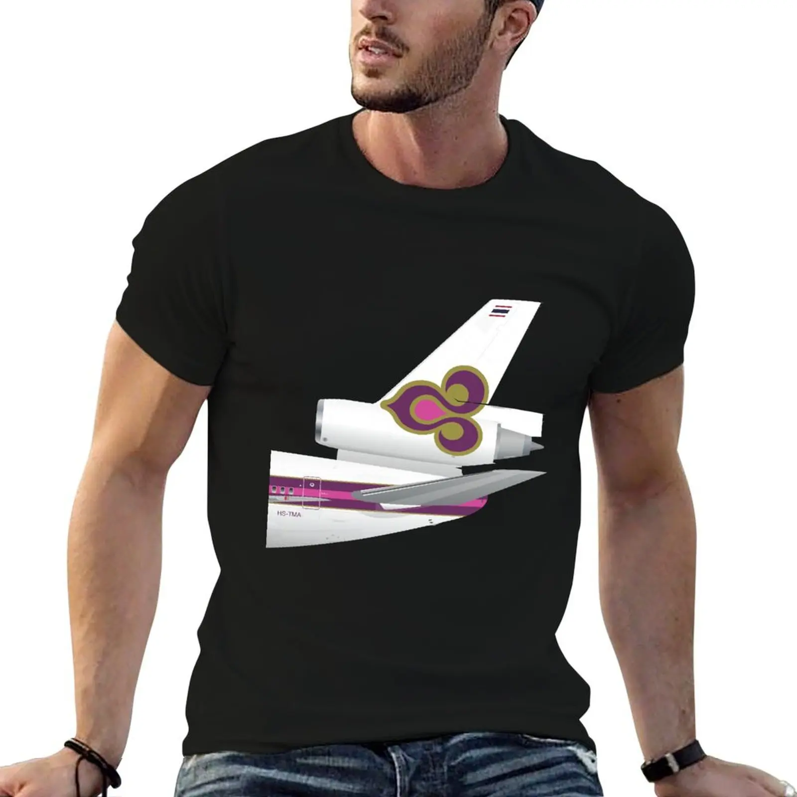 

Wings In Uniform - DC-10 - Thai Airways International 80s T-Shirt t shirts for man slim fit man t shirts cotton T-Shirt