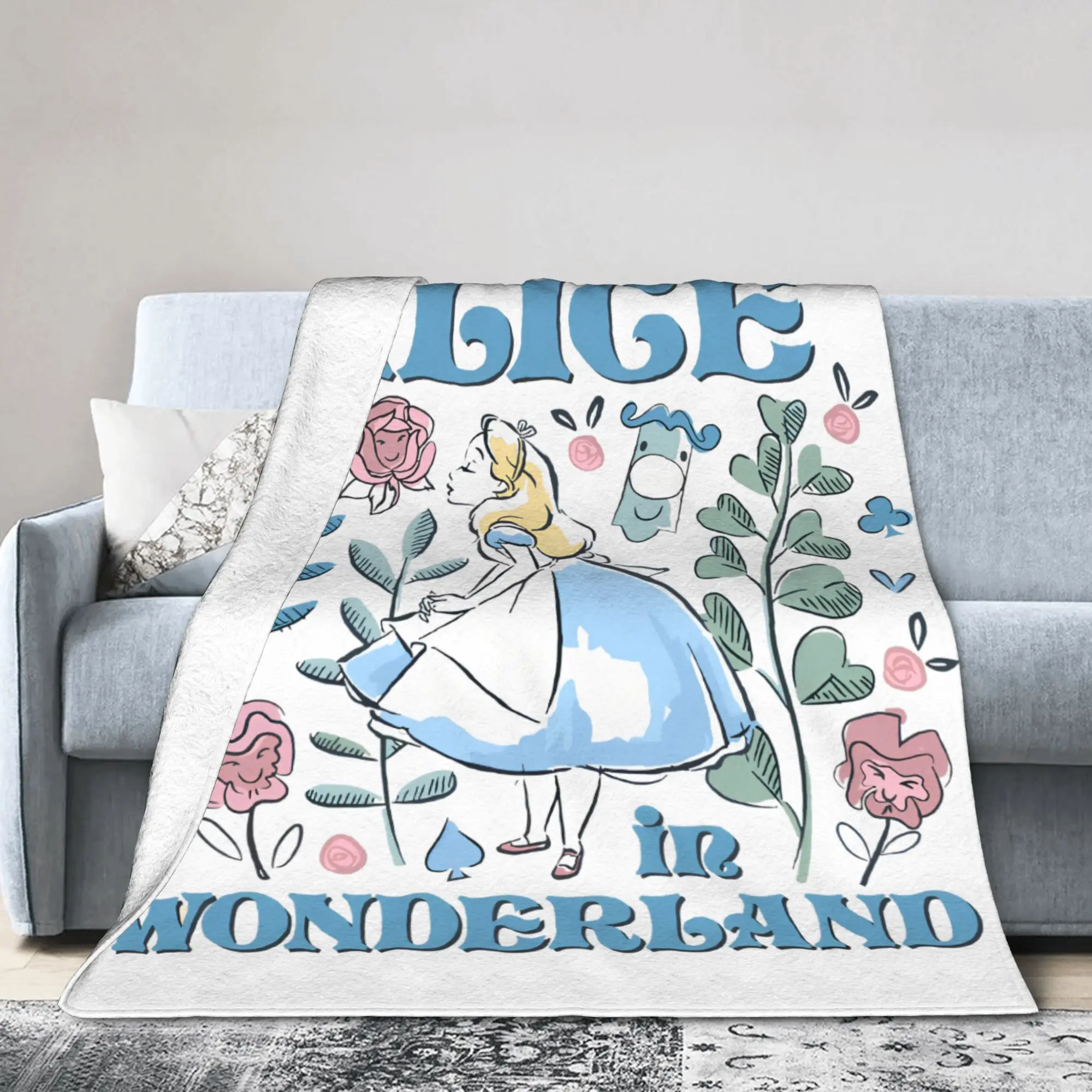 Alice In Wonderland Blankets Coral Fleece Plush  Super Warm Throw Blankets for Bed Bedspread