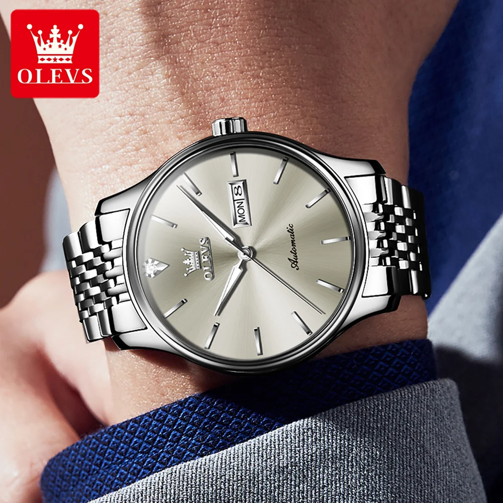 OLEVS 9960 Men's Watch Luxury Brand Men's Automatic Mechanical Watch Original Fashion Dual Calendar Waterproof Luminescent Watch