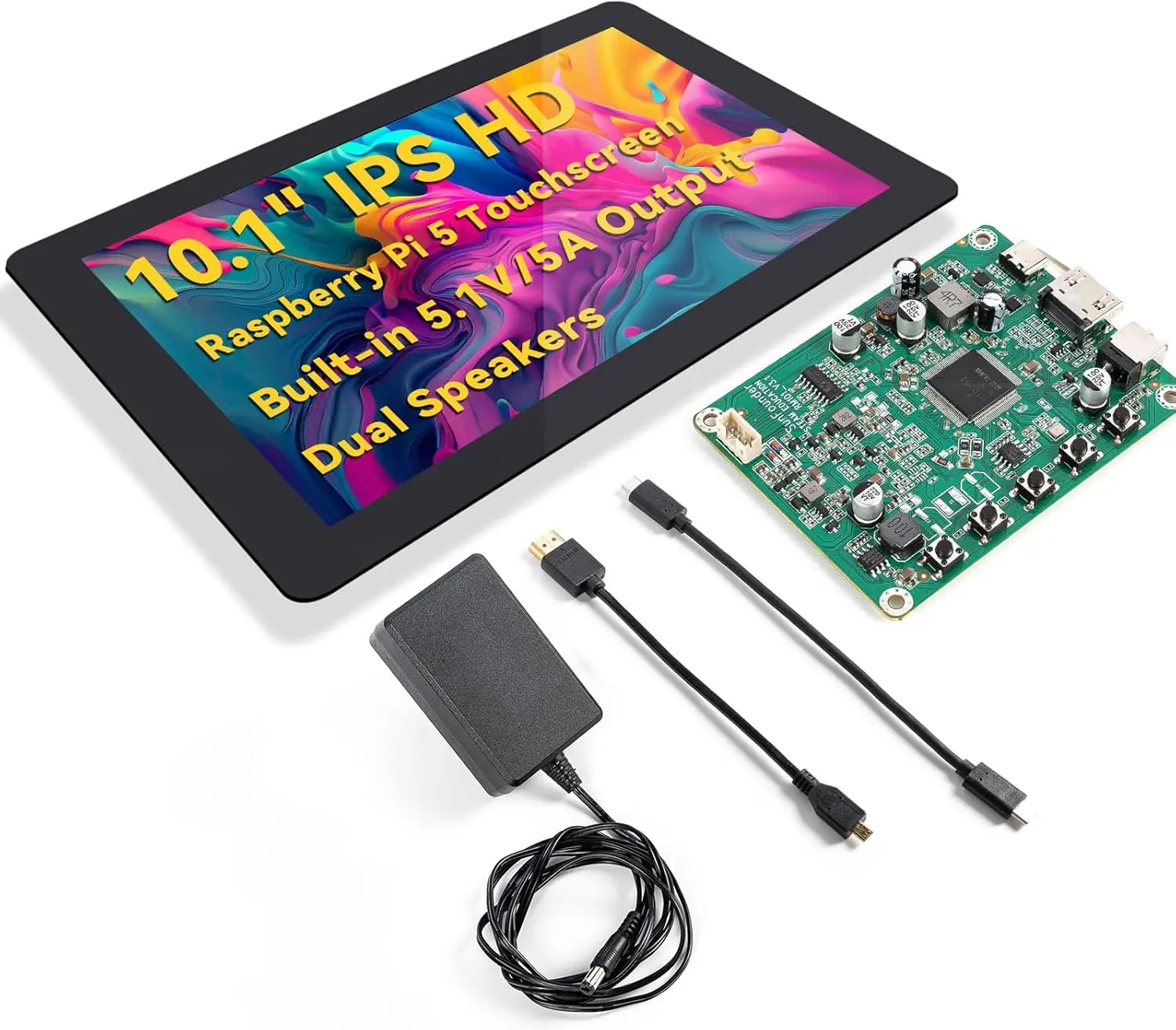 SunFounder 10 Inch DIY Touchscreen for Raspberry Pi 5, IPS HD 1280x800 LCD, 60Hz, HDMI,10-Point, for RPi 5/4/3/Zero 2W, RetroPi