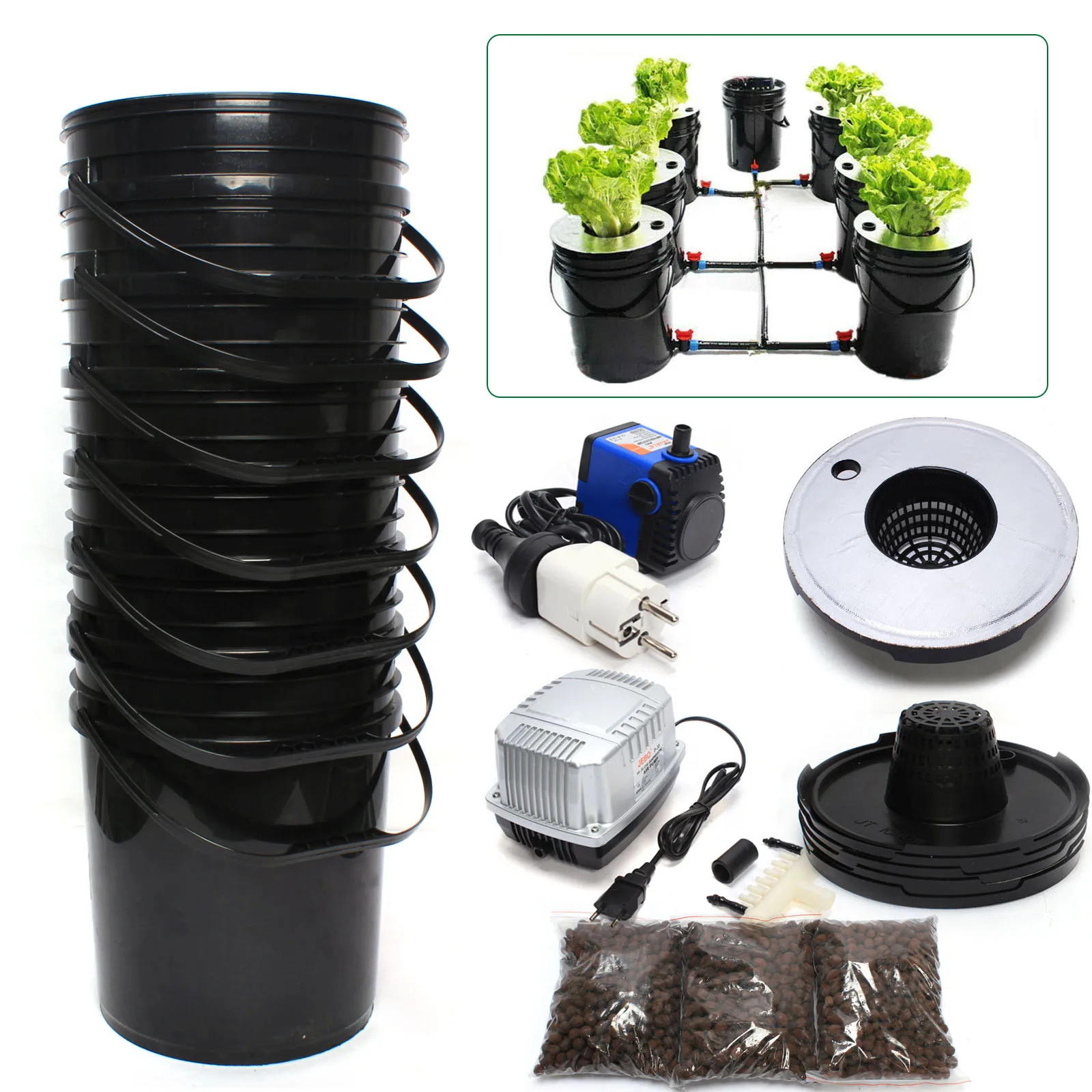 

7 Bucket Hydroponic System, 5 Gallon Growing System Kit, Hydroponic Growing Kit for Indoor/Outdoor Leafy Vegetables