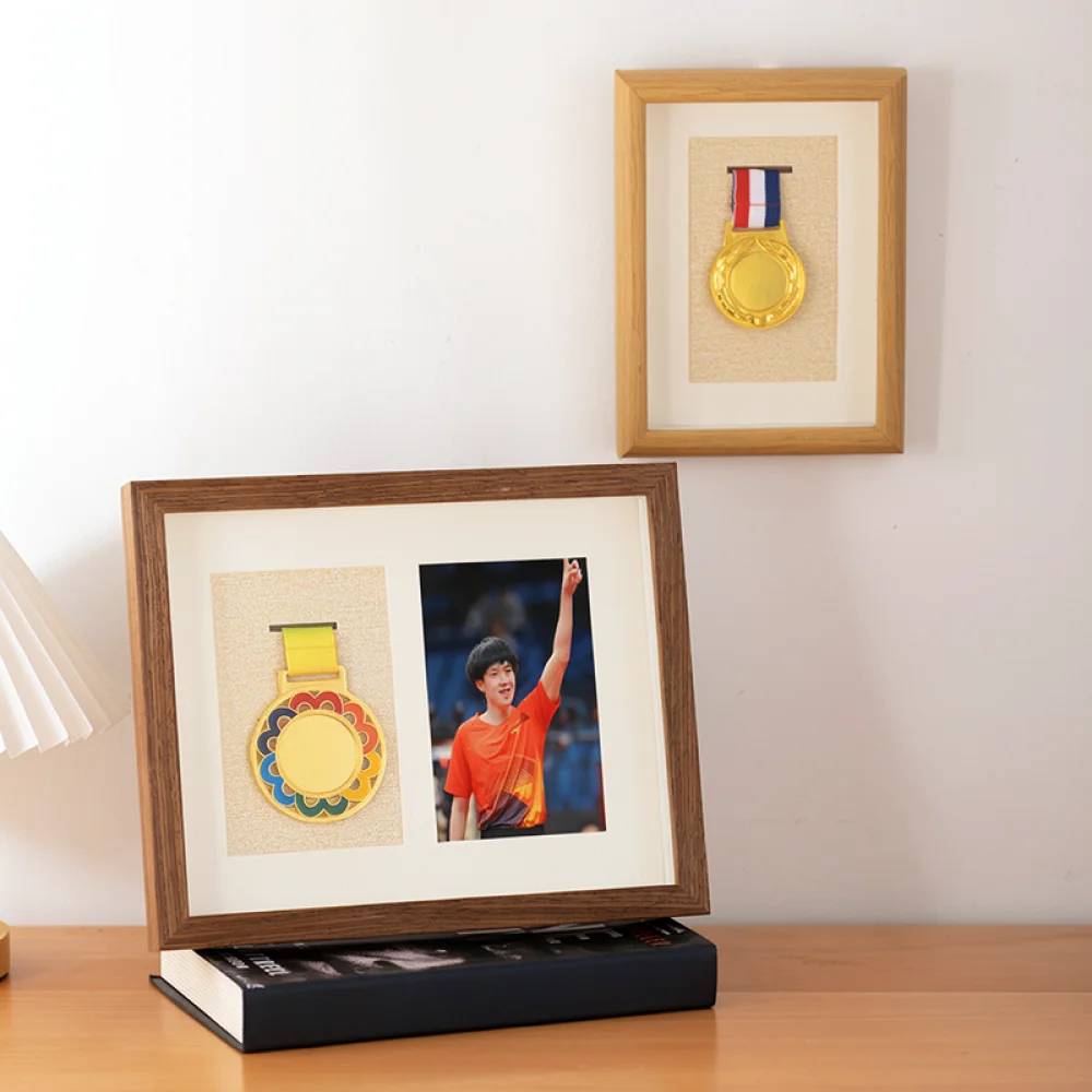 Rustic Wooden Medal Frame Box For Marathon Medallion Sports Achievement Storage Display Hanging Wall Decor Showcase