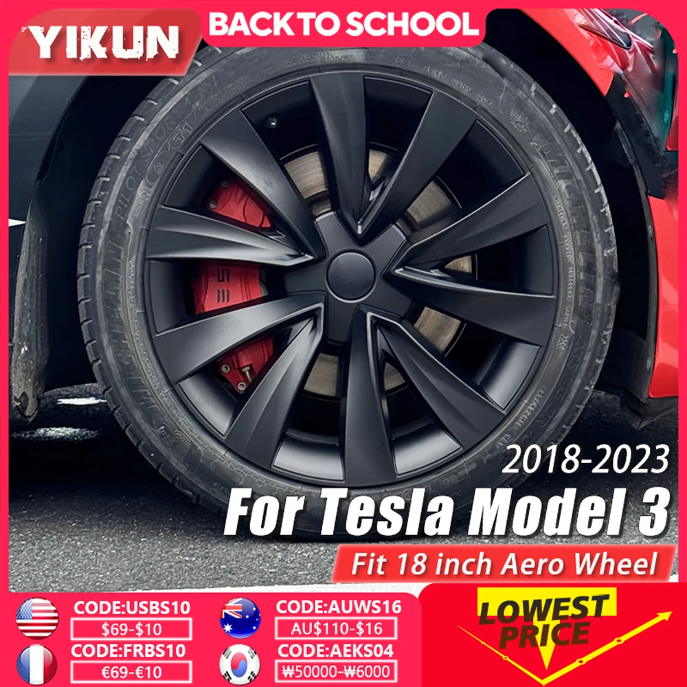 

4PCS Hub Caps for Tesla Model 3 18 Inch Wheel Cover Performance Replacement Aero Wheels Full Rim Accessories 2018-2023 2022 2021