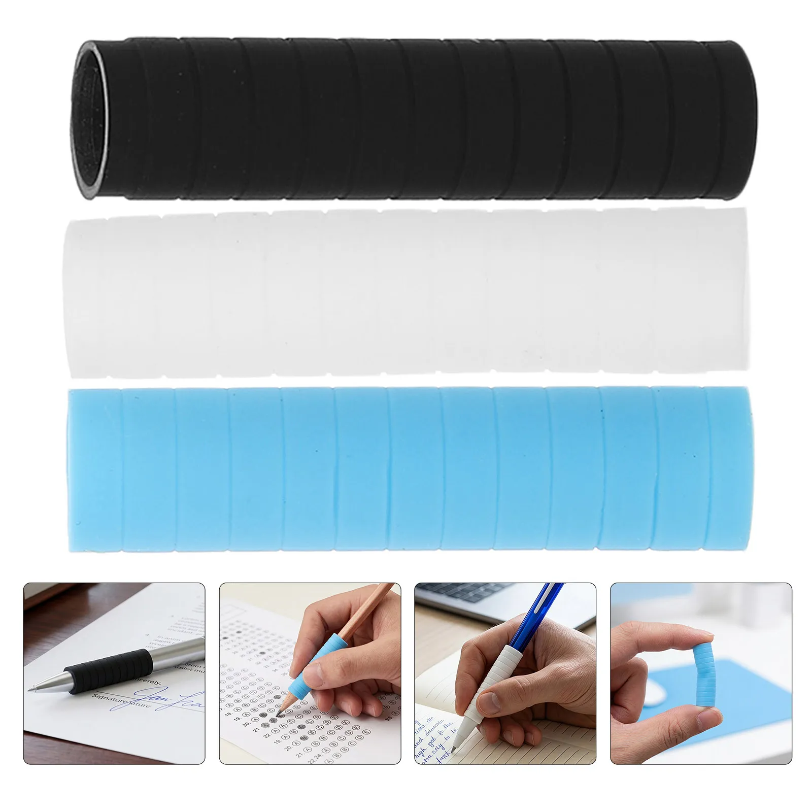 12Pcs Silicone Pen Sleeve Non-Slip Grip Soft Writing Aid Pencil Covers Office School Hand Fatigue Holding Aid