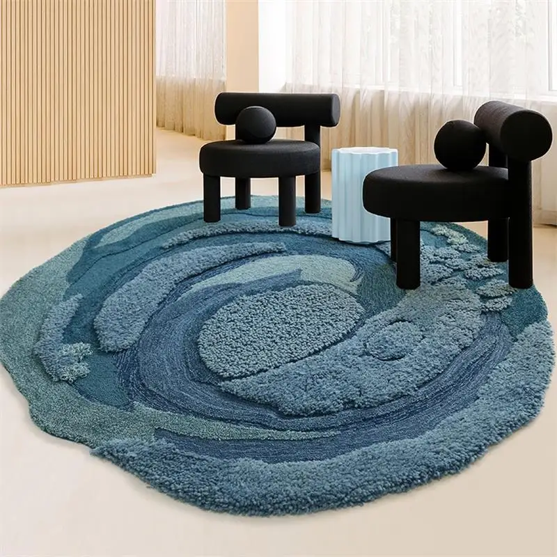 Handmade Art Irregular Carpet Livingroom Home Round Rug For Bedroom Decoration Soft Carpet Kids Room Premium Cloakroom Floor Mat